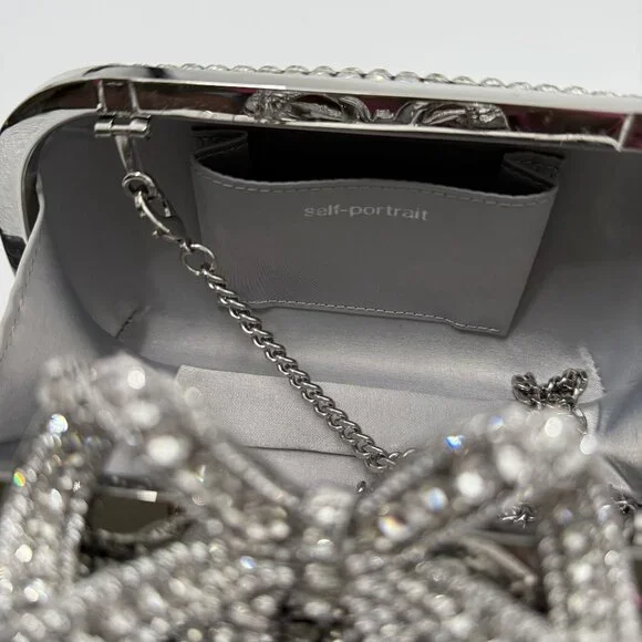 Self-Portrait Crystal Embellished Clutch With Bow Detail - Picture 3 of 13